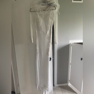 Beautiful beaded gown never worn perfect condi